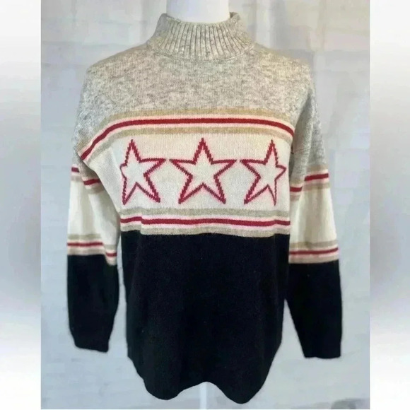 NEW Lou & Grey Star Stripe Mock Neck Sweater Woman’s Size XS Loft Ann Taylor - Picture 1 of 13